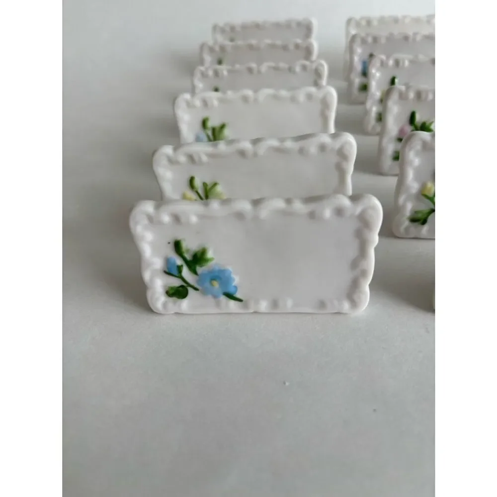 Vintage Shafford Porcelain Flower Name Place Card Set Of 24